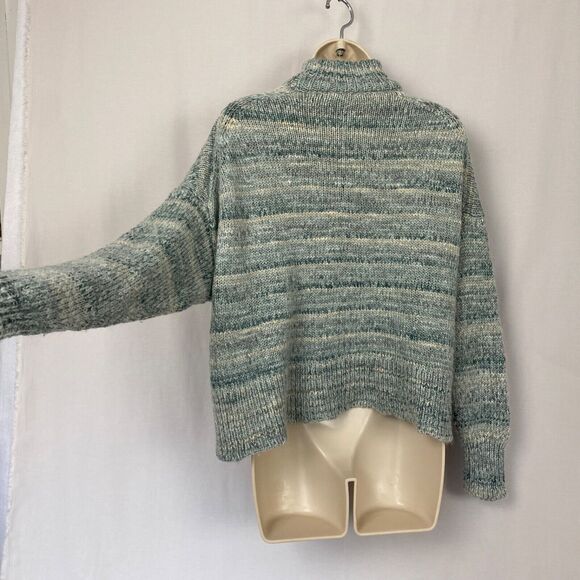 J Crew Chunky Wool Sweater Womens Small Blue Marled High Neck Boxy Crop Oversize - Picture 4 of 13